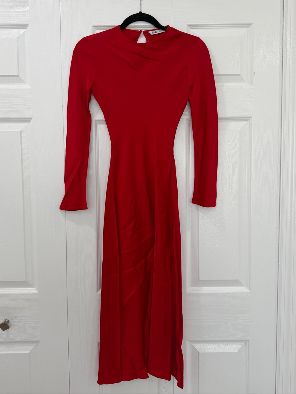 Zara Red Long-Sleeve Maxi Dress